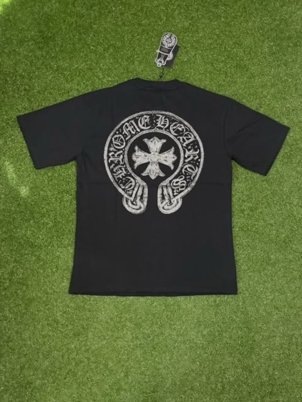 Black With Silver Horseshoe Chrome Hearts Tshirt